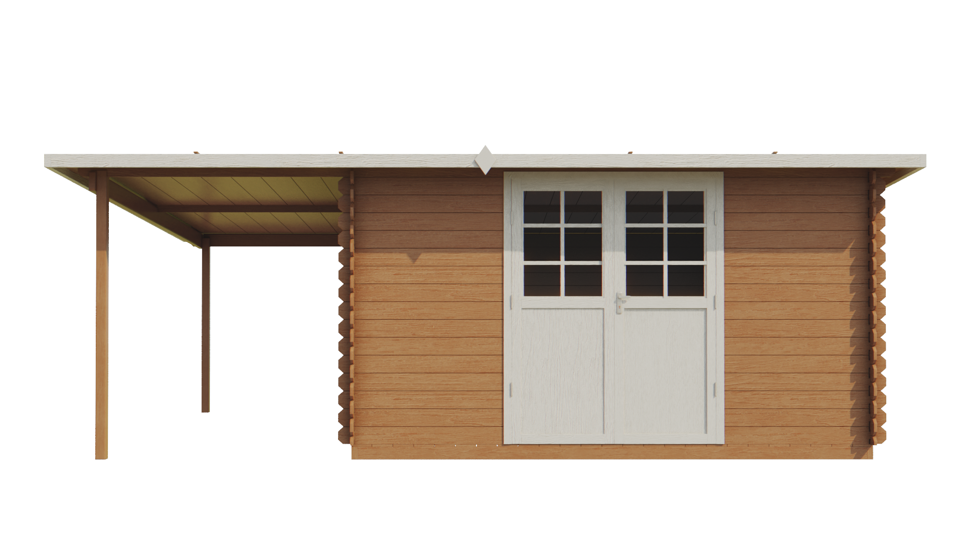 Zahradní dřevěný domek roubené SEGOVIA 6,5 x 4,5m s terasou 8m2 (24mm) 