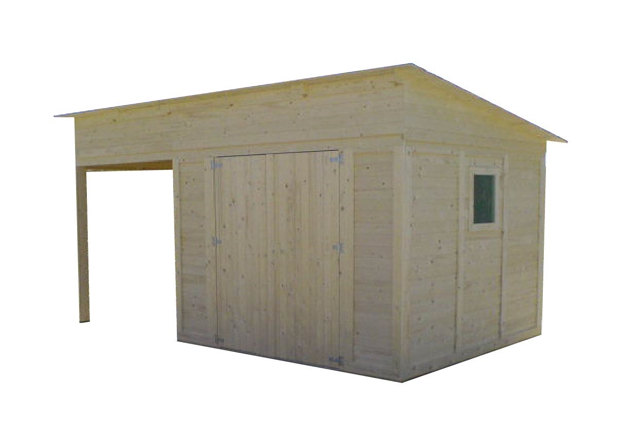 Zahradní domek TOL rovná / pultová střecha + terasa 5,76m2+4,8m2, 16mm