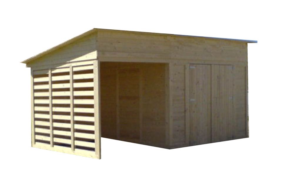 Zahradní domek TOL II rovná / pultová střecha + terasa 9m2+6m2, 16mm